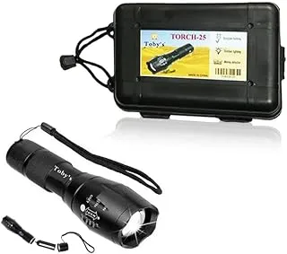 Toby’s New Torch with 1000 Lumen Small LED Torch, Battery Powered Bright Torches, Zoom Flashlight can Long Shot and Floodlight