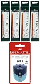 Faber-Castell Pencil With Eraser Tip 12Pcx4 Box + Sharpener Trend Double Hole