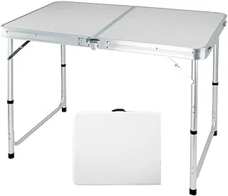 ZhanGe Lightweight Folding Table 1.2M Height Adjustable Portable Camping Picnic Outdoor Table Garden Caravan Motor Home Beach Hiking Travel Fishing Foldabel Table,Easey to Clean