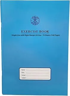 Sadaf Single Line 70 Sheets Exercise Book with Right Margin, A4 Size, Blue