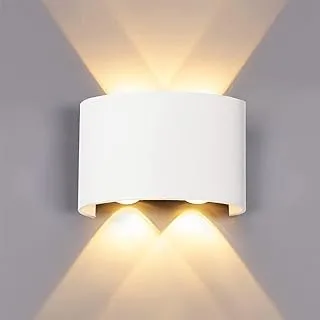 MODI Waterproof Aluminum Body LED Wall Light -2W | Modern LED Wall Sconce Light for Outdoor | Minimal Wall Mount Up and Down Wall Light with 4 LEDs (White)