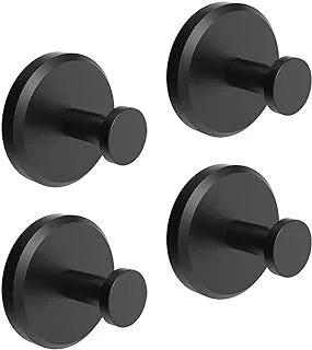 HOME SO Suction Cup Hooks for Shower, Bathroom, Kitchen, Glass Door, Mirror, Tile – Loofah, Towel, Coat, Bath Robe Hook Holder for Hanging up to 15 lbs – Waterproof, Dark, Matte Black (4-Pack)