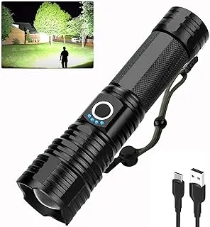 NiaoChao Rechargeable Flashlights High Lumens, 250000 Lumens Super Bright LED Flashlight, 5 Modes Adjustable Waterproof with USB Cable, Powerful Flash Light for Camping, Home