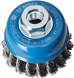 Bosch 2608622099 Cup Brush Knotted Wire, 0.35mm Steel, 65mm x M14, Silver