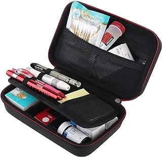 BOVKE Glucose Monitor Case, Diabetic Supply Case for Diabetes Testing Kit, Diabetic Supplies Travel Case for Glucose Meter, Blood Sugar Test Strips, Lancets, Needles, Insulin Pen and Medication, Black