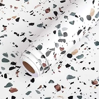 LaCheery Terrazzo Contact Paper for Countertops Waterproof Peel and Stick Wallpaper Granite Countertop Contact Paper Decorative Self Adhesive Wall Paper Roll for Kitchen Cabinets Counters 15.