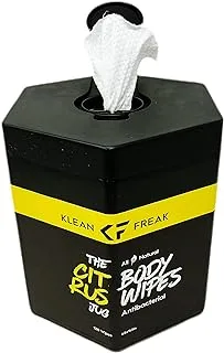 Klean Freak Body Wipes - for Face and Body, No Water, Wipe Away Sweat and Odor, Large Textured, Travel, Gym, Camping and More, 120 Cnt Jug (Citrus)