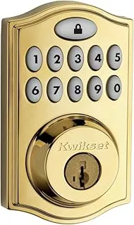 Kwikset SmartCode 914 قفل إلكتروني ذكي تقليدي Deadbolt يتميز بأمان SmartKey وتقنية Z-Wave Plus، يعمل مع Alexa عبر SmartThings أو Wink أو Iris، في النحاس المصقول مدى الحياة