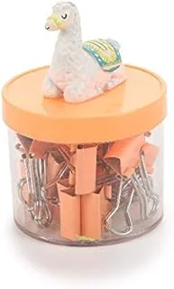 Hamleys Binder clips, 20 pc Llama Box, Office and School stationery Supplies, Paper Clips, Orange