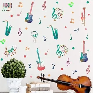 BPA® Colorful Music Wall Decal (45pcs), Attractive Musical Note with Saxophone Guitar Sticker for Classroom Music Studio Decoration