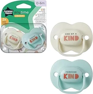 Tommee Tippee Anytime Soothers for Newborns, Symmetrical Orthodontic Design, BPA-Free Silicone Baglet, Includes Steriliser Box, 0-6m, Pack of 2 Dummies, Blue