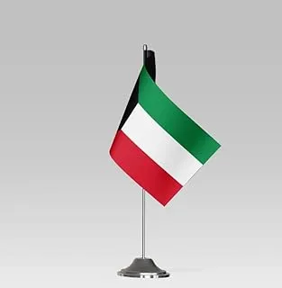 علم طاولة صغير الحجم BPA® ® KUWAIT FLAG مع حامل ديكور مكتبي أنيق (23 × 10 سم)