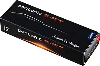 Pentonic B-RT Ball Pen Box Pack | Tip Size 0.7 mm | Retractable Mechanism With Black Matte Finish Body | Comfortable Grip For Fast Flow Writing Experience | Red Ink, Pack Of 12