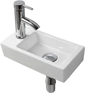 Wall Hung Basin Sink Small Cloakroom Basin Rectangle Ceramic Wash Basin Right Hand (Left Hand)