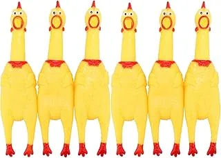 Zertylre 6Pcs Yellow Squeeze Screaming Chicken Prank Novelty Toy Squawking Chicken Toys for Pets or Kids