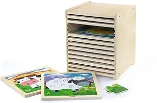 Viga Storage Shelf Wooden Puzzle 12 Set 9-Pieces