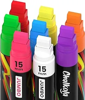 8 Washable Window Markers for Cars - 15mm Jumbo, 3 in 1 Nib, 28g Ink - Liquid Chalk Markers for Chalkboard, Blackboard, Glass, Bistro, Auto, Menu Board - Loved by Teachers, Kids, Artists, Businesses