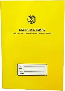 Sadaf 2 Line with Left Margin 120 Pages Exercise Book, A5 Size, Yellow