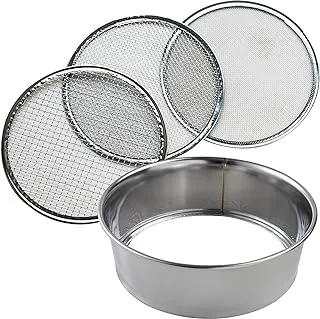 Hanafubuki 3PCS Soil Sieve Set 8-1/4inch(210mm), Made in Japan, 3 Sieve Mesh Sizes, Japanese Bonsai Gardening Tool