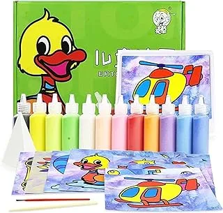 Limos 12Pcs/lot Kids DIY Sand Painting Toy Children Drawing Board Sets Bubble Handmade Picture Paper Craft Draw Art(Card Random)