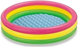 ECVV Inflatable Baby Swimmig Pool, Pool Baby Rainbow, Pink, Yellow and Blue, 86 x 25 cm