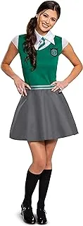 فستان هاري بوتر من Disguise 108079E، زي الهالوين الرسمي للكبار وتنورة مقاس سليذرين، أخضر ورمادي، L