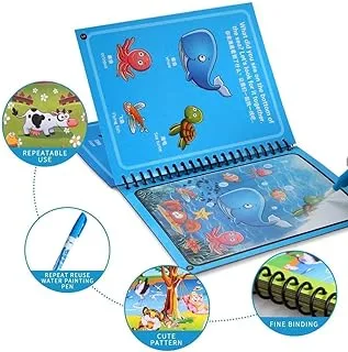 GLUN® Water Magic Book, Magic Doodle Pen, Coloring Doodle Drawing Board Games for Kids, Educational Book for Growing Kids Pack of 1 Book