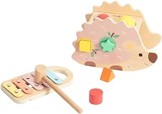 Classic World Pounding Bench with Hedgehog, shape sorting pounding bench, hand-eye coordination toys pen_spark