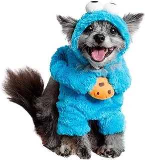 Pet Krewe أطلق العنان لزي The Parade Cookie Monster Dog أزياء شارع سمسم للحيوانات الأليفة للكلاب الصغيرة