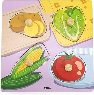 Viga Wooden Knob Puzzle - Vegetable