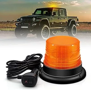 Dinfu 60 LED Strobe Light,12V/24V LED LED Warning Flash Beacon Lights Amber Warning Safety Emergency Flashing Beacon Light with Magnetic for Vehicle Truck Tractor Golf Carts UTV Car Bus