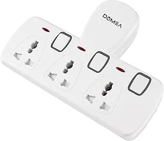 DOMEA Adaptor Multi Plug Extension With 3 Universal Sockets | Plug Type Adaptor | Safety Fuse | Individual Switches