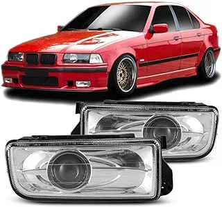 Winjet متوافق مع [1992 1993 1994 1995 1996 1997 1998 BMW 3 Series E36 318i 320i 323i 325i 328i] مصابيح الضباب لجهاز العرض للقيادة، عدسات شفافة، WJ30-0078-09