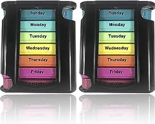 Stackable Daily Pill Organizer - 2 Pack, 4 Times a Day Weekly Medication Reminder - Premium Weekly AM/PM Pill Box with 7 Individual Stacking Cases, a Everyday Medicine Organizer for Vitamins