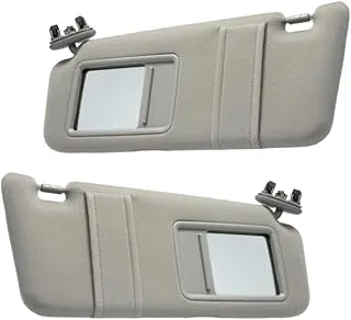 Left Driver Side & Right Passenger Side Sun Visor Replacement for 2007 2008 2009 2010 2011 Toyota Camry & Camry Hybrid Without Sunroof (Gray)