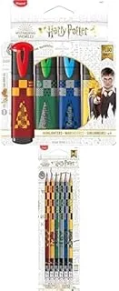 Maped Harry Potter Chisel Tip Highlighters 4-Pieces + Pencils With Eraser Tip Set Of 6