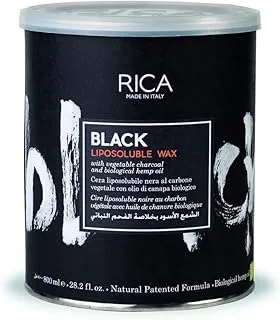 Rica Cosmetics Black Liposoluble Wax, Enriched With Vegetable Charcoal and Biological Hemp Oil, Soothing and Anti inflammatory Action,800 ml