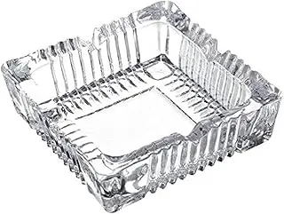 Saqoware Crystal Clear Glass Square Shape Ashtray (4x4in)