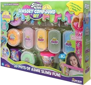 Slimy Sensory Compound Set with 10 Pots of ASMR Slimy Fun, Gift Set for Boys and Girls, Fun, Safe and Non-Toxic Slime Toy