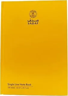 Sadaf Single Line Hard Cover 100 Sheet Notebook, A4 Size, Yellow