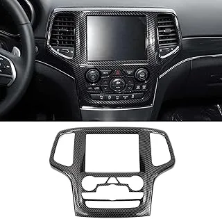 Hoolcar Center Console Navigation Trim Panel Middle Air Conditioning Vent Cover Compatible with 2014-2018 Jeep Grand Cherokee, Carbon Fiber