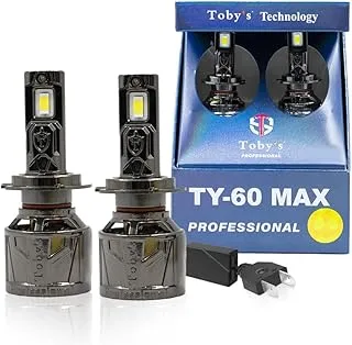 Toby’s TY60 MAX 2 Pieces Car LED Headlight Bulbs Original 120W/Pair Power 12000 Lumens With Color Temperature 6500K (H7)