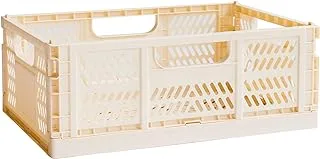 3 Sprouts Plastic Storage Crate, Toy Storage, Foldable Storage Box, Plastic Storage Box - Large - Cream