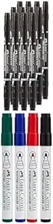 Faber-Castell Double Sided Permanent Marker Box Of 12Pc Black + Whiteboard Marker Bullet Set Of 4Pc & Duster