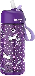 Bentgo® Kids Prints Water Bottle - 15 oz. Leak-Proof, BPA-Free Cups for Toddlers & Children with Flip-Up Safe-Sip Straw for School, Sports, Daycare, Camp & More (Unicorn)