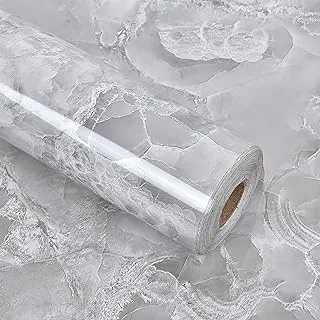 BPA® Gray Marble Self-Adhesive Wallpaper,Contact Paper, Oilproof Waterproof Wallpaper for Kitchen Bathroom Peel and Stick Countertop Contact Paper PVC(Gray, 11.8 inÃ—78.7 in)