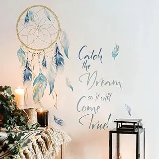 Runtoo Dream Catcher Quotes Wall Stickers Colorful Feathers Wall Art Decals Bedroom Living Room Home Decor