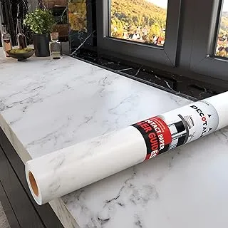 Decotalk White Marble Contact Paper Marble Wallpaper Peel and Stick Marble Countertop Vinyl Waterproof Matte Marble Contact Paper for Countertops Removable Wallpaper Marble Table Tops Sticker 12