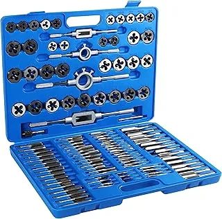 ABN Large Tap and Die Set Metric Tap and Die Kit Rethreading Tool Kit Thread Maker Hole Threader 110-Piece Set, Metric