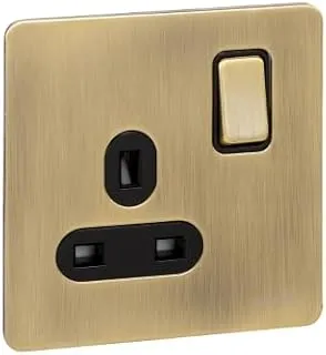 Schneider Electric Ultimate Screwless flat plate - switched socket - 1 gang - antique brass